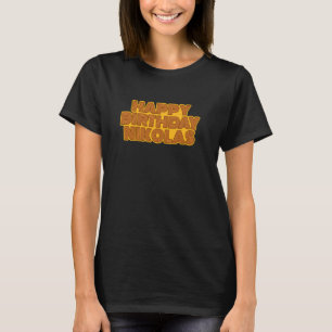 ハッピーバースデーニコパーソナライズされたラス名レトロTyp Tシャツ