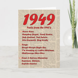 ハッピーバースデーニュースの40年代40s 1949生年 カード