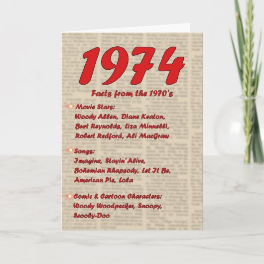 ハッピーバースデーニュースの70年代70s 1974生年 カード (正面)
