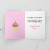 ハッピーバースデーニーチェスブライトピンクローズカップケーキ カード (内部)