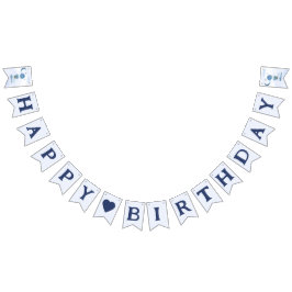 ハッピーバースデーネイビーブルー象のバンティング旗 バンティングフラッグ
