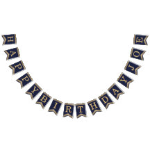 ハッピーバースデーネイビーブルー金ゴールド3文字名Joe