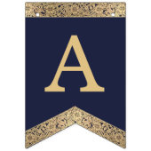 ハッピーバースデーネイビーブルー金ゴールド3文字名Joe バンティングフラッグ (第2の旗)