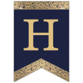 ハッピーバースデーネイビーブルー金ゴールド3文字名Joe バンティングフラッグ (第1の旗)