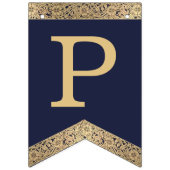 ハッピーバースデーネイビーブルー金ゴールド3文字名Joe バンティングフラッグ (第3の旗)