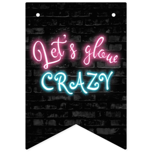 ハッピーバースデーネオンサインオンブリック バンティングフラッグ (第1の旗)