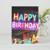 ハッピーバースデーネオンサイン文字バナー誕生日 招待状 (スタンド正面)