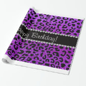 ハッピーバースデーネオンパープルグリッターチートスポット ラッピングペーパー (アンロールド)