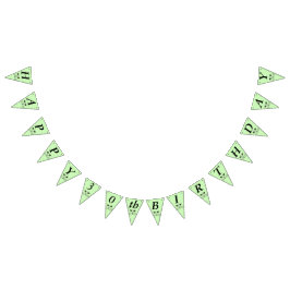 ハッピーバースデーネコ顔ブライトグリーンアイズ バンティングフラッグ