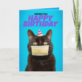 ハッピーバースデーネコinコロナウイルス顔マスクユーモア シーズンカード (正面)