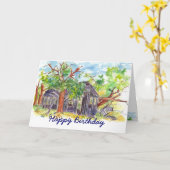 ハッピーバースデーネバダデザートランドスケープ カード (黄色い花)