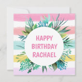 ハッピーバースデーネームパステルストライプズ誕生日 シーズンカード (正面)