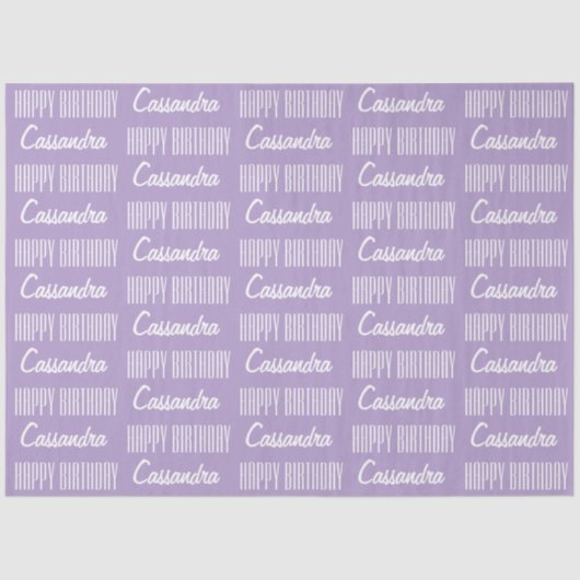 ハッピーバースデーネームラベンダーティッシュペーパー 薄葉紙 (正面)
