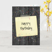 ハッピーバースデーノートオンウッド カード (黄色い花)