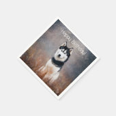 ハッピーバースデーハスキー スタンダードカクテルナプキン (角)