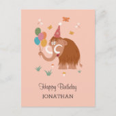 ハッピーバースデーハットマンガかわいいマンモス風船 ポストカード (正面)