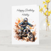 ハッピーバースデーハビー | モトクロスバイク カード (黄色い花)