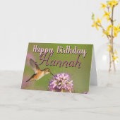 ハッピーバースデーハミングバード カード (黄色い花)