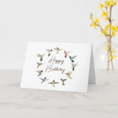 ハッピーバースデーハミングバード カード (黄色い花)