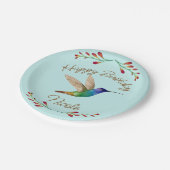 ハッピーバースデーハミングバード ペーパープレート (アングル)