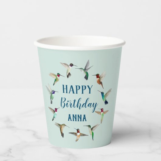 ハッピーバースデーハミングバード 紙コップ (正面)