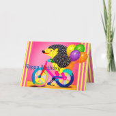 ハッピーバースデーハリネズミ乗用自転車バルーン サンキューカード (裏面)