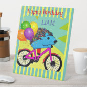 ハッピーバースデーハリネズミ乗用自転車バルーン 台座サイン (インサイチュ)