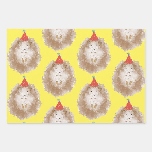 ハッピーバースデーハリネズミ ラッピングペーパーシート (正面)