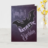 ハッピーバースデーハロウィンこうもりお祝い カード (黄色い花)