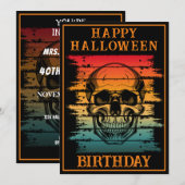 ハッピーバースデーハロウィンパーティーのお祝いカスタム 招待状 (正面/裏面)
