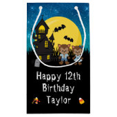 ハッピーバースデーハロウィンワーウルフブルー スモールペーパーバッグ (裏面)