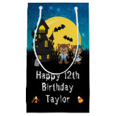 ハッピーバースデーハロウィンワーウルフブルー スモールペーパーバッグ (正面)
