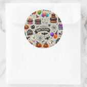 ハッピーバースデーハロウィーンステッカーの日 ラウンドシール (バッグ)