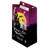 ハッピーバースデーハロウィーンミームピンク スモールペーパーバッグ (正面アングル)