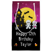 ハッピーバースデーハロウィーンミームピンク スモールペーパーバッグ (正面)