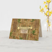 ハッピーバースデーハワイアン竹タパクロス カード (黄色い花)