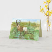 ハッピーバースデーハンタープロンコーンアンテロープ カード (黄色い花)