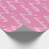 ハッピーバースデーハンドレットパターンピンク ラッピングペーパー (角)