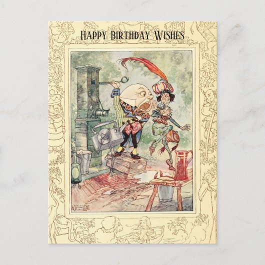 ハッピーバースデーハンプティクラシック子供部屋ライム ポストカード (正面)