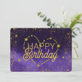 ハッピーバースデーハートコンステレーションとスターカード 招待状 (スタンド正面)