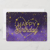 ハッピーバースデーハートコンステレーションとスターカード 招待状 (正面)