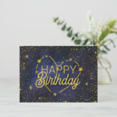 ハッピーバースデーハートコンステレーションとスターカード 招待状 (スタンド正面)