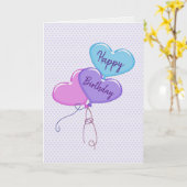 ハッピーバースデーハートバルーンハート カード (黄色い花)