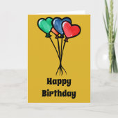 ハッピーバースデーハートバルーン誕生日パーティー カード (正面)