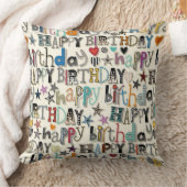 ハッピーバースデーハート星 クッション (ブランケット)