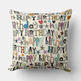 ハッピーバースデーハート星 クッション