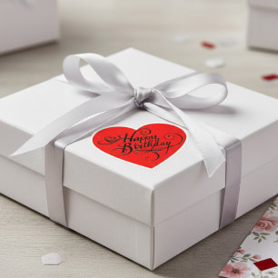 ハッピーバースデーハート赤ステッカー ハートシール