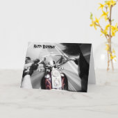 ハッピーバースデーバイクもしくは自転車に乗る人カード カード (黄色い花)