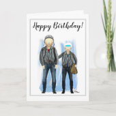 ハッピーバースデーバイクもしくは自転車に乗る人 カード (正面)