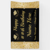 ハッピーバースデーバカスタマイズーナー、任意の年、色 横断幕 (縦)